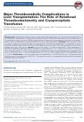 Cover page: Major Thromboembolic Complications in Liver Transplantation: The Role of Rotational Thromboelastometry and Cryoprecipitate Transfusion.