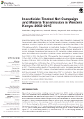 Cover page: Insecticide-Treated Net Campaign and Malaria Transmission in Western Kenya: 2003-2015.