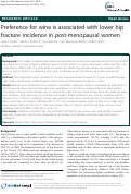 Cover page: Preference for wine is associated with lower hip fracture incidence in post-menopausal women