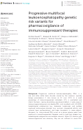 Cover page: Progressive multifocal leukoencephalopathy genetic risk variants for pharmacovigilance of immunosuppressant therapies