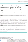 Cover page: Implementation of disease activity measurement for rheumatoid arthritis patients in an academic rheumatology clinic