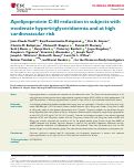 Cover page: Apolipoprotein C-III reduction in subjects with moderate hypertriglyceridaemia and at high cardiovascular risk