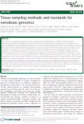 Cover page: Tissue sampling and standards for vertebrate genomics