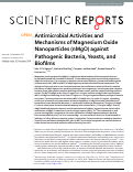 Cover page: Antimicrobial Activities and Mechanisms of Magnesium Oxide Nanoparticles (nMgO) against Pathogenic Bacteria, Yeasts, and Biofilms