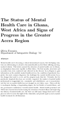 Cover page: The Status of Mental Health Care in Ghana, West Africa and Signs of Progress in the Greater Accra Region