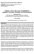 Cover page: Federal, State, and Local Governments: University Patrons, Partners, or Protagonists?