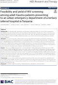 Cover page: Feasibility and yield of HIV screening among adult trauma patients presenting to an urban emergency department of a tertiary referral hospital in Tanzania