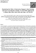 Cover page: Examining the Role of Autonomy Support, Goal Setting, and Care Coordination Quality on HIV PrEP Adherence in Black Men Who Have Sex with Men: HPTN 073