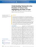 Cover page: Understanding Teamwork in the Provision of Cancer Care: Highlighting the Role of Trust