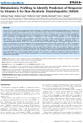 Cover page: Metabolomic Profiling to Identify Predictors of Response to Vitamin E for Non-Alcoholic Steatohepatitis (NASH)