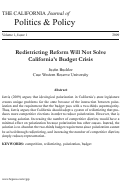 Cover page: Redistricting Reform Will Not Solve California's Budget Crisis