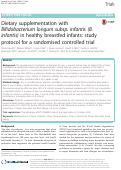 Cover page: Dietary supplementation with Bifidobacterium longum subsp. infantis (B. infantis) in healthy breastfed infants: study protocol for a randomised controlled trial