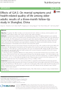 Cover page: Effects of G.H.3. On mental symptoms and health-related quality of life among older adults: results of a three-month follow-Up study in Shanghai, China