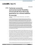 Cover page: Technical, economic, and environmental feasibility of rice hull ash from electricity generation as a mineral additive to concrete.