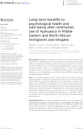 Cover page: Long-term benefits to psychological health and well-being after ceremonial use of Ayahuasca in Middle Eastern and North African immigrants and refugees.