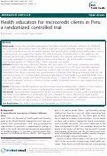 Cover page: Health education for microcredit clients in Peru: a randomized controlled trial