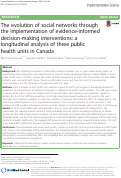 Cover page: The evolution of social networks through the implementation of evidence-informed decision-making interventions: a longitudinal analysis of three public health units in Canada
