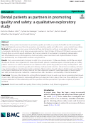 Cover page: Dental patients as partners in promoting quality and safety: a qualitative exploratory study.