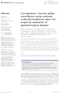 Cover page: Corrigendum: Vaccine safety surveillance using routinely collected healthcare data—An empirical evaluation of epidemiological designs