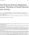 Cover page: Association Between Sensory Impairment and Dementia: The Roles of Social Network and Leisure Activity.