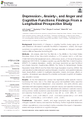 Cover page: Depression-, Anxiety-, and Anger and Cognitive Functions: Findings From a Longitudinal Prospective Study