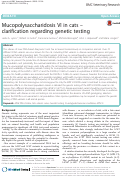 Cover page: Mucopolysaccharidosis VI in cats – clarification regarding genetic testing
