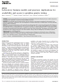 Cover page: Laboratory business models and practices: implications for availability and access to germline genetic testing