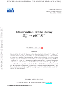 Cover page: Observation of the decay B+ --&gt; K+K-pi+.