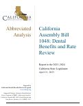 Cover page of Analysis of California Assembly Bill 1048: Dental Benefits and Rate Review&nbsp;