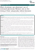 Cover page: Effect of primary care physicians' use of estimated glomerular filtration rate on the timing of their subspecialty referral decisions