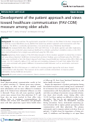 Cover page: Development of the patient approach and views toward healthcare communication (PAV-COM) measure among older adults