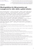 Cover page: World guidelines for falls prevention and management for older adults: a global initiative