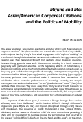 Cover page: <em>Mifune and Me</em>: Asian/American Corporeal Citations and the Politics of Mobility