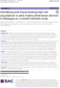 Cover page: Identifying and characterizing high-risk populations in pilot malaria elimination districts in Madagascar: a mixed-methods study.
