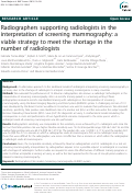 Cover page: Radiographers supporting radiologists in the interpretation of screening mammography: a viable strategy to meet the shortage in the number of radiologists
