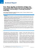 Cover page: Poor Sleep Quality and Daytime Fatigue Are Associated With Subjective but Not Objective Cognitive Functioning in Clinically Relevant Hoarding.