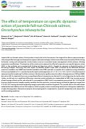 Cover page: The effect of temperature on specific dynamic action of juvenile fall-run Chinook salmon, Oncorhynchus tshawytscha
