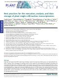 Cover page of Best practices for the execution, analysis, and data storage of plant single-cell/nucleus transcriptomics.