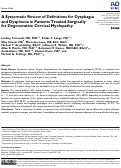 Cover page: A Systematic Review of Definitions for Dysphagia and Dysphonia in Patients Treated Surgically for Degenerative Cervical Myelopathy.