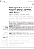 Cover page: An Ecological Study of a Universal Employee Depression Awareness and Stigma Reduction Intervention: Right Direction.