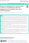 Cover page: Burden of prehypertension among adults in Kenya: a retrospective analysis of findings from the Healthy Heart Africa (HHA) Programme