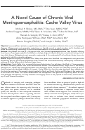Cover page: A novel cause of chronic viral meningoencephalitis: Cache Valley virus