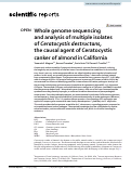 Cover page: Whole genome sequencing and analysis of multiple isolates of Ceratocystis destructans, the causal agent of Ceratocystis canker of almond in California.