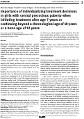 Cover page: Importance of individualizing treatment decisions in girls with central precocious puberty when initiating treatment after age 7 years or continuing beyond a chronological age of 10 years or a bone age of 12 years