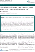 Cover page: The definition of HIV-associated neurocognitive disorders: are we overestimating the real prevalence?