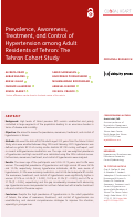 Cover page: Prevalence, Awareness, Treatment, and Control of Hypertension among Adult Residents of Tehran: The Tehran Cohort Study