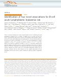 Cover page: Identification of four novel associations for B-cell acute lymphoblastic leukaemia risk