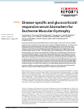 Cover page: Disease-specific and glucocorticoid-responsive serum biomarkers for Duchenne Muscular Dystrophy.