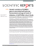 Cover page: Genetic variation of SORBS1 gene is associated with glucose homeostasis and age at onset of diabetes: A SAPPHIRe Cohort Study