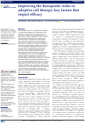 Cover page: Improving the therapeutic index in adoptive cell therapy: key factors that impact efficacy